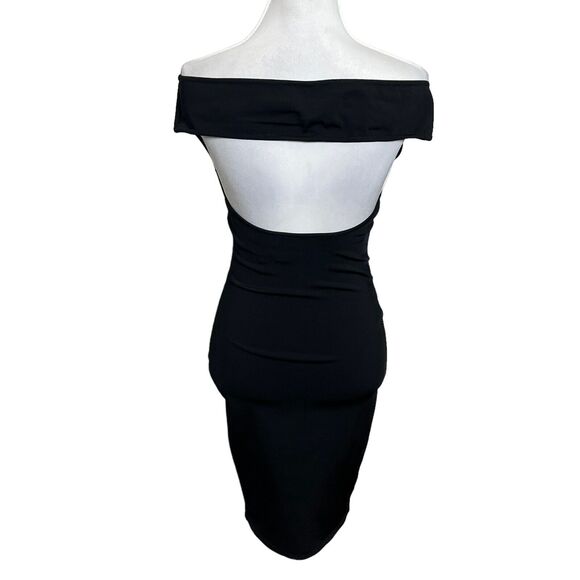 ALEXANDRE VAUTHIER Off Shoulder Midi Dress Women’s Medium Black Stretch Bodycon - Picture 7 of 11